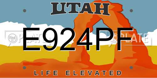 E924PF Utah License Plate