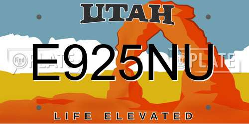 E925NU Utah License Plate