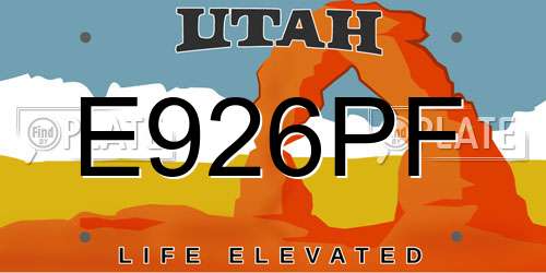 E926PF Utah License Plate
