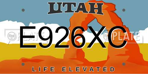 E926XC Utah License Plate