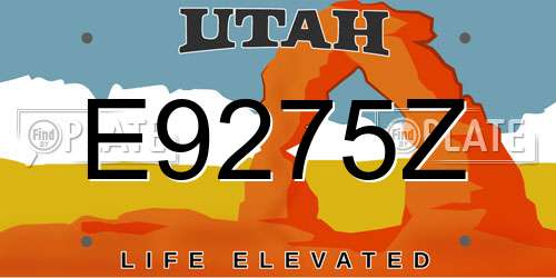 E9275Z Utah License Plate
