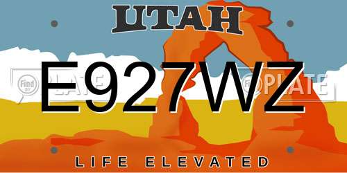 E927WZ Utah License Plate
