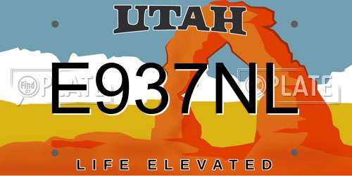 E937NL Utah License Plate