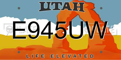 E945UW Utah License Plate