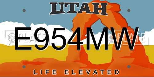 E954MW Utah License Plate