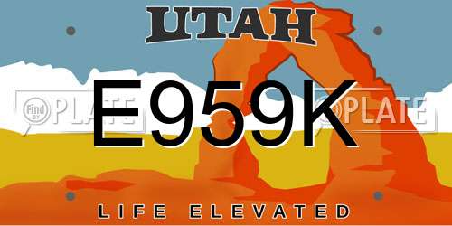 E959K Utah License Plate