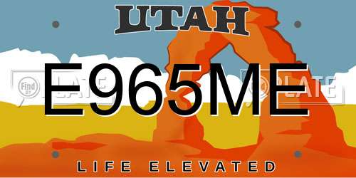 E965ME Utah License Plate