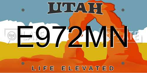 E972MN Utah License Plate