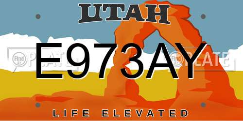 E973AY Utah License Plate
