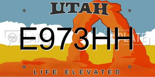 E973HH Utah License Plate