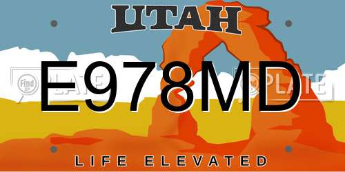 E978MD Utah License Plate