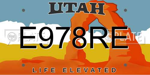 E978RE Utah License Plate