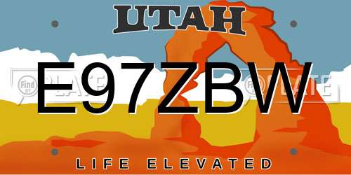E97ZBW Utah License Plate