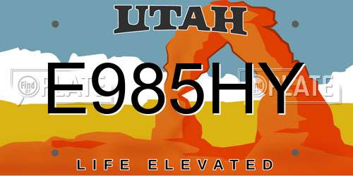 E985HY Utah License Plate