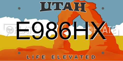 E986HX Utah License Plate