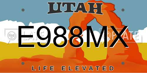 E988MX Utah License Plate