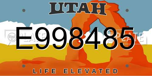 E998485 Utah License Plate