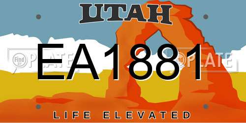 EA1881 Utah License Plate