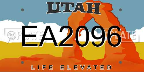 EA2096 Utah License Plate