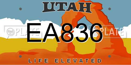 EA836 Utah License Plate