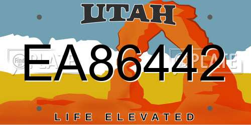 EA86442 Utah License Plate