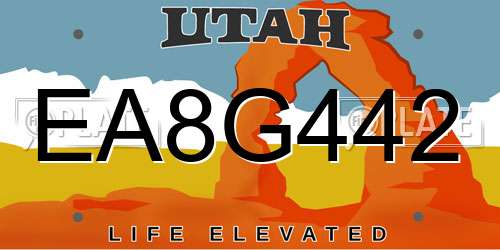 EA8G442 Utah License Plate