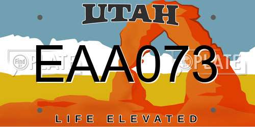 EAA073 Utah License Plate