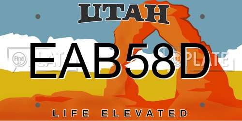 EAB58D Utah License Plate