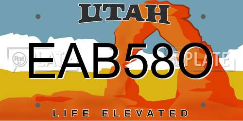 EAB58O Utah License Plate