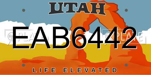 EAB6442 Utah License Plate