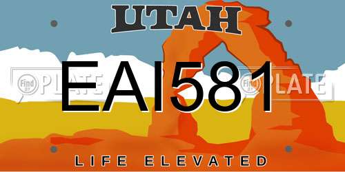 EAI581 Utah License Plate