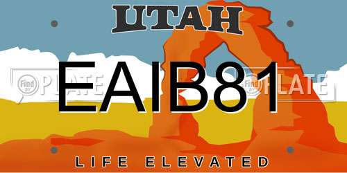 EAIB81 Utah License Plate
