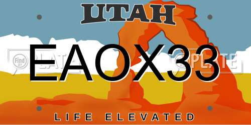 EAOX33 Utah License Plate