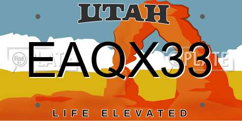 EAQX33 Utah License Plate