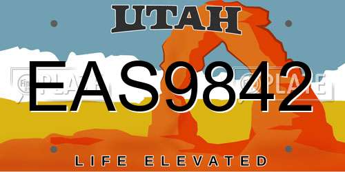 EAS9842 Utah License Plate