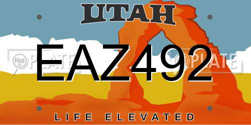 EAZ492 Utah License Plate