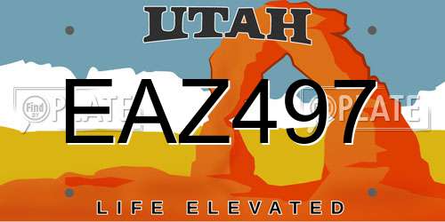EAZ497 Utah License Plate