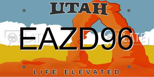 EAZD96 Utah License Plate