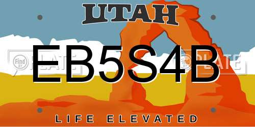 EB5S4B Utah License Plate