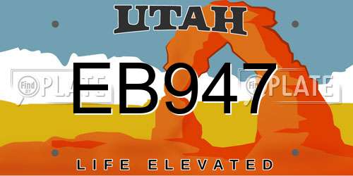 EB947 Utah License Plate