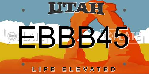 EBBB45 Utah License Plate