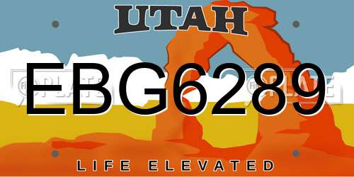 EBG6289 Utah License Plate