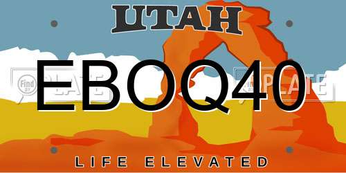 EBOQ40 Utah License Plate