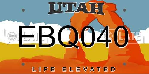 EBQ040 Utah License Plate