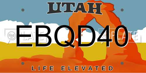 EBQD40 Utah License Plate