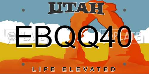 EBQQ40 Utah License Plate