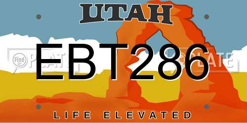 EBT286 Utah License Plate