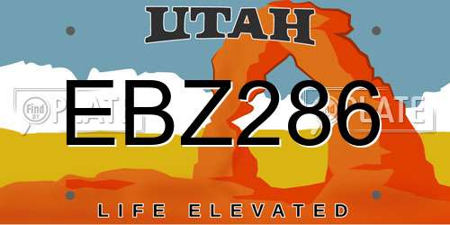 EBZ286 Utah License Plate