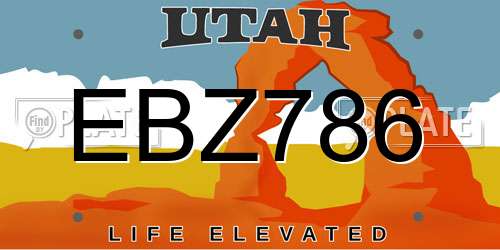 EBZ786 Utah License Plate