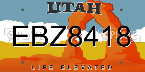 EBZ8418 Utah License Plate